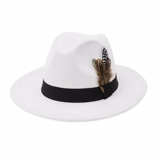 Fashion Hat Wide Brim Fedora Hats for Women and Men Classic Felt Panama Hat Dress Hat with Belt Buckle