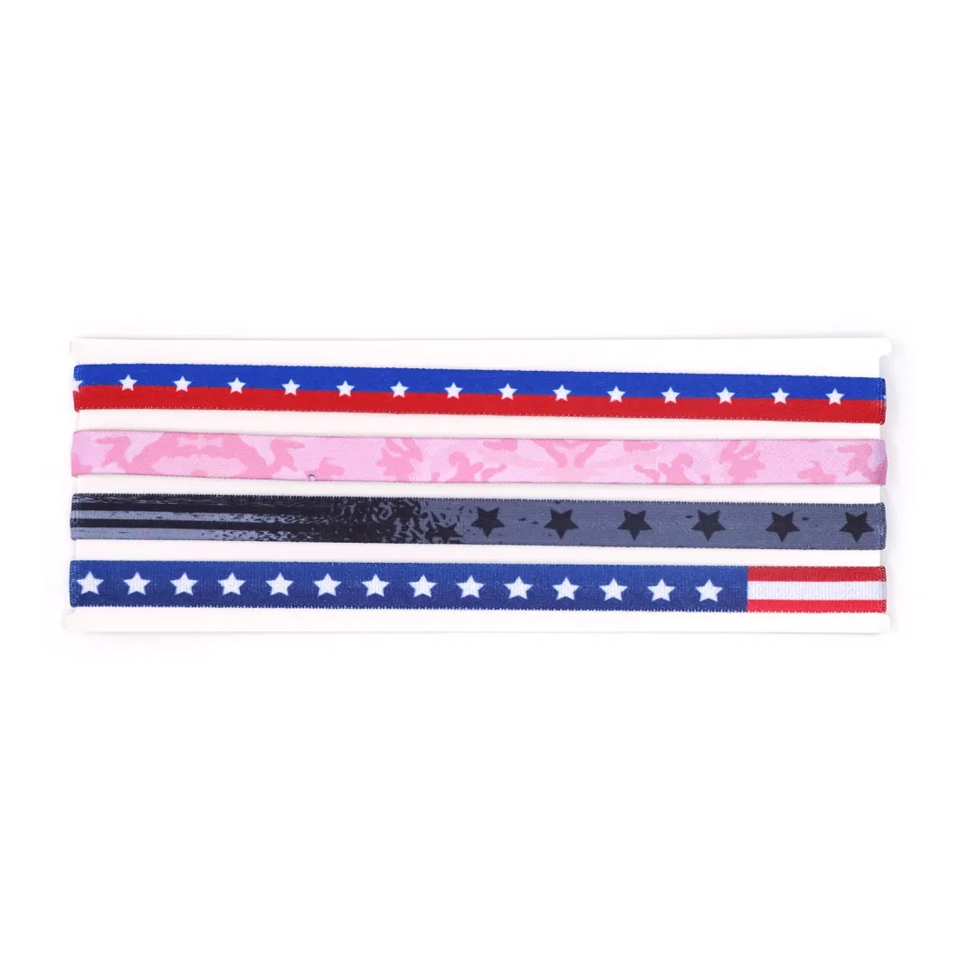 Wholesale Cheap High Quality Unisex Customised Logo Stretch Elastic Sports Fitness Gym Silicon Headband Head Band