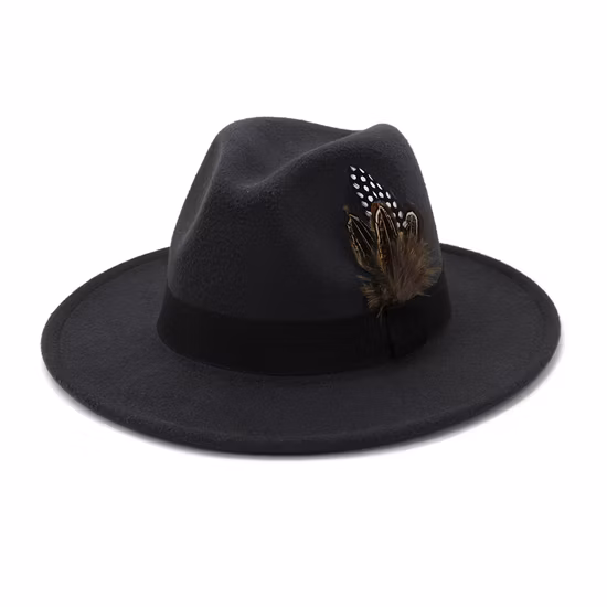Fashion Hat Wide Brim Fedora Hats for Women and Men Classic Felt Panama Hat Dress Hat with Belt Buckle