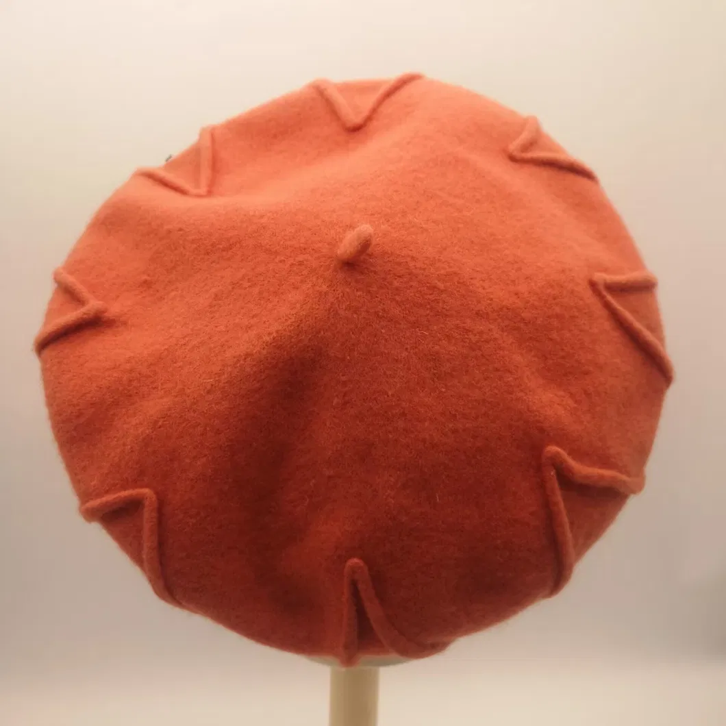 Women′s Orange Wool All-Match Fashion Berets