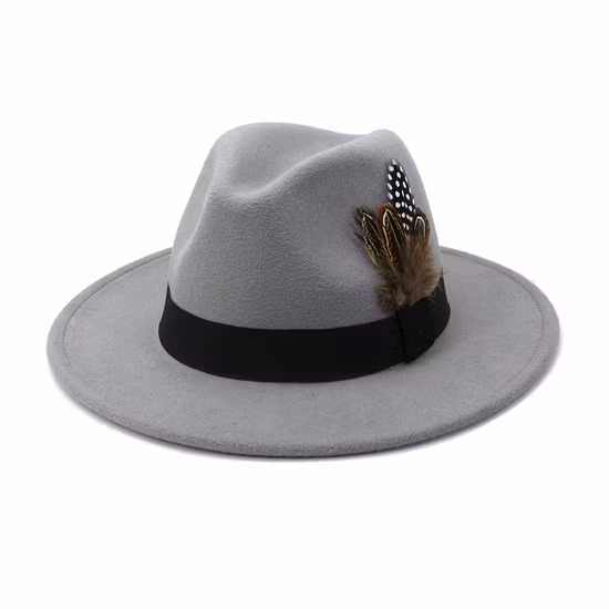 Fashion Hat Wide Brim Fedora Hats for Women and Men Classic Felt Panama Hat Dress Hat with Belt Buckle